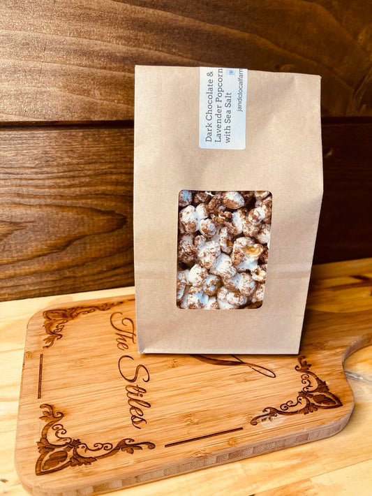 Chocolate Lavender Covered Popcorn